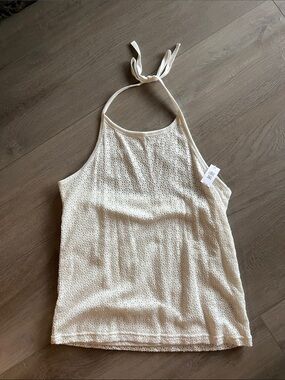 GAP White Crochet Halter Tank Top